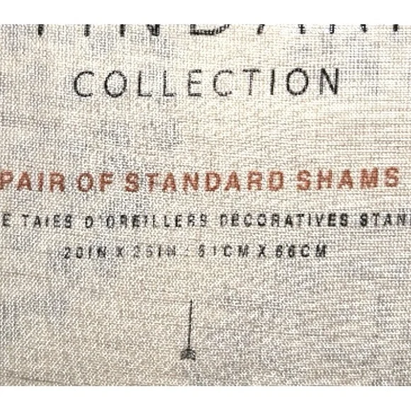 NIP Anthropologie Tindari Shams Cotton Ivory + Gray Scalloped Trim Hand Screened - Picture 6 of 9